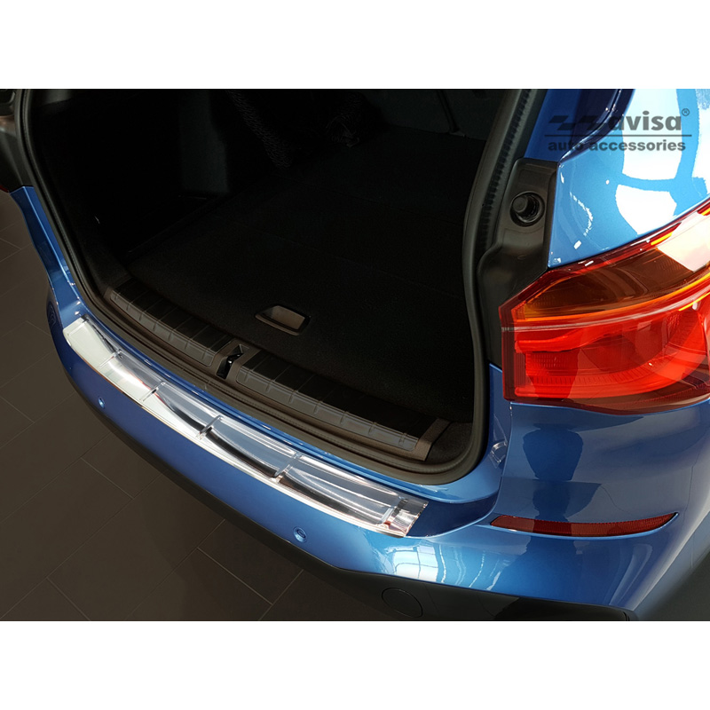Protection de seuil arrière inox sur mesure pour BMW X1 (F48) M-Paquet 2015-2022 'Ribs'