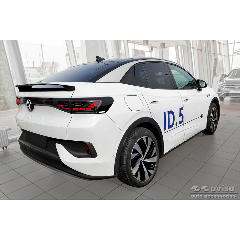 Seuils de portes inoxydable noir sur mesure pour Volkswagen ID.5 2021- - 'Lines' - 4-pièces