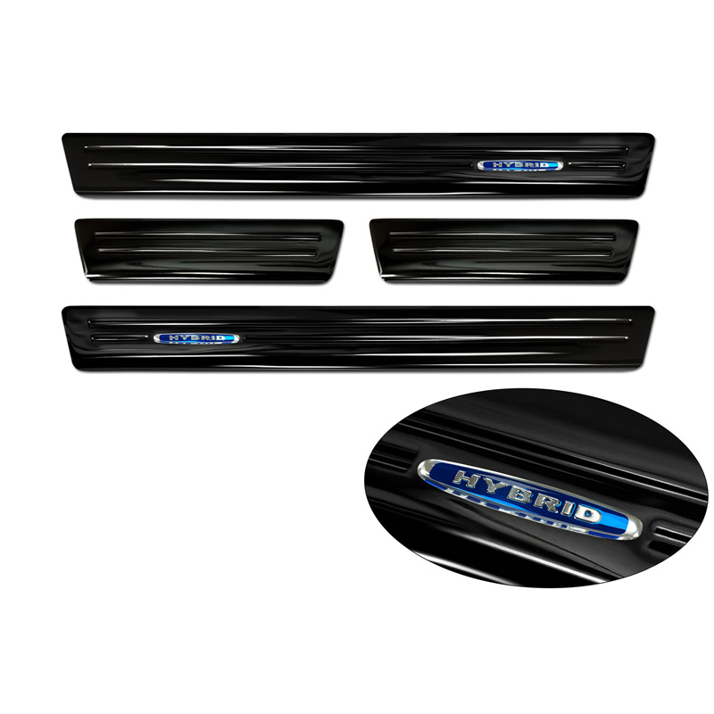 Seuils de portes inoxydable noir sur mesure pour Opel Grandland X 2017-2021 & Facelift 2021- 'Hybrid' - 4-pièces