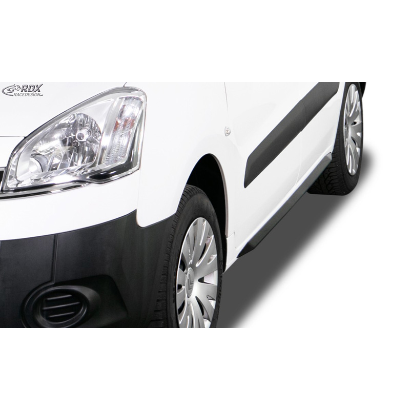 Jupes latérales 'Slim' sur mesure pour Citroën Berlingo (B9)/Peugeot Partner 2008-2018 (ABS noir luisant)