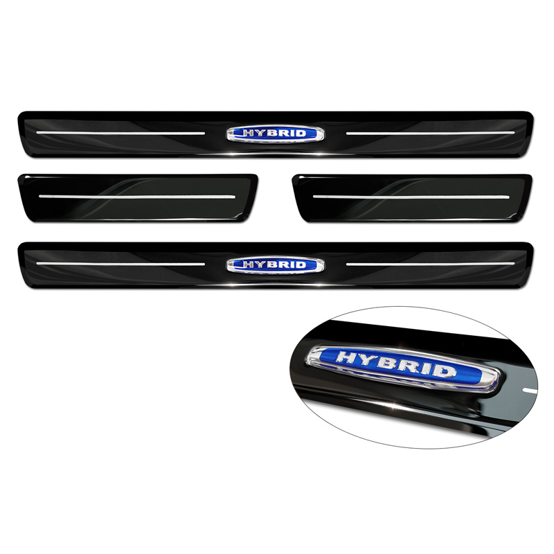 Seuils de portes inoxydable noir luisant sur mesure pour Volvo XC40 2018- 'Hybrid' - 4-pièces