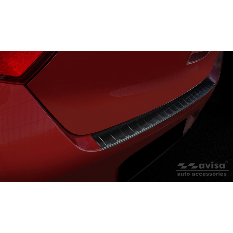 Protection de seuil arrière inox noir sur mesure pour Hyundai i10 HB 5-portes 2019- 'Ribs'