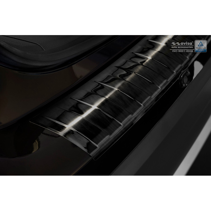 Protection de seuil arrière inox noir sur mesure pour Mitsubishi Outlander III Facelift 2015- 'Ribs'