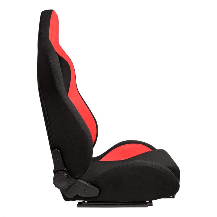 Siège baquet 'MR' - Simili Cuir Noir + Rouge Textile Pine - Dossier réglable - incl. glissières