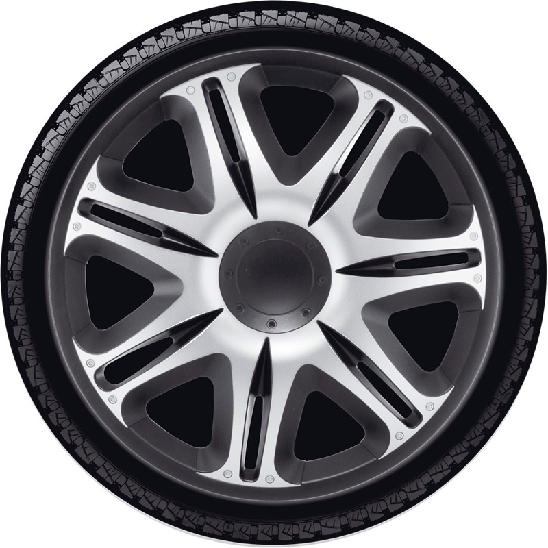 Jeu d'enjoliveurs J-Tec Nascar 14-inch argent/noir