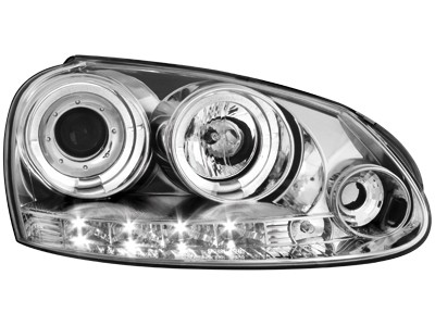 Phares VW Golf V Angel Eyes + LED chrome