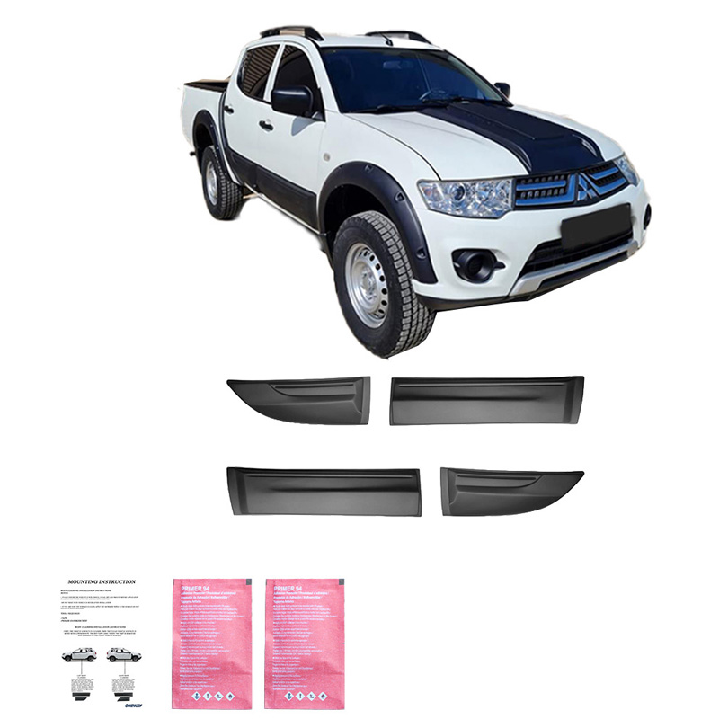Jeu de baguettes de porte sur mesure pour Mitsubishi L200 Triton 4 2007-2014 - Noir mat