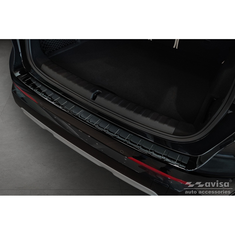 Protection de seuil arrière inox Noir-Chromé sur mesure pour BMW X1 U11 / U11 xLine 2022- 'Ribs'