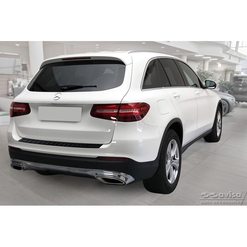 Protection de seuil arrière inox noir mat sur mesure pour Mercedes GLC 5-portes 2015-2019 & FL 2019- 'Ribs'