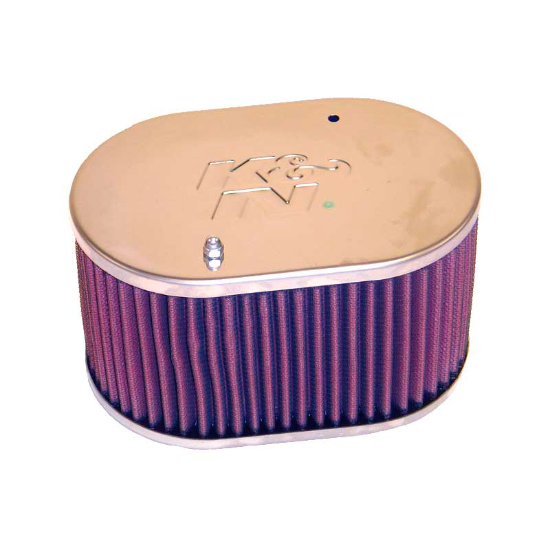 K&N Filtre à Air ovale petit sur mesure pour carburateur Weber 40/45/48 DCOE, Dellorto 40/45/48 DHLA, SK 40/45/47/50, Solex/Mikuni Solex 40/44/48 ADDH PHH, Hauteur d'assemblage 104mm (56-9107)