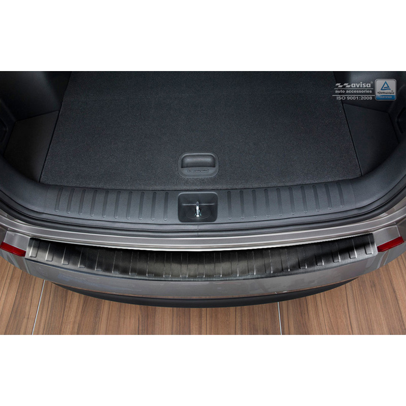 Protection de seuil arrière inox noir sur mesure pour Hyundai Tucson 2015-2018 'Ribs'