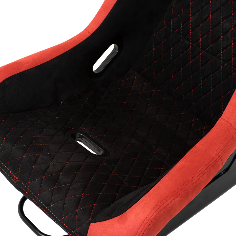 Siège baquet 'LV' - Noir/Rouge - Dossier fixe en polyester - incl. glissières