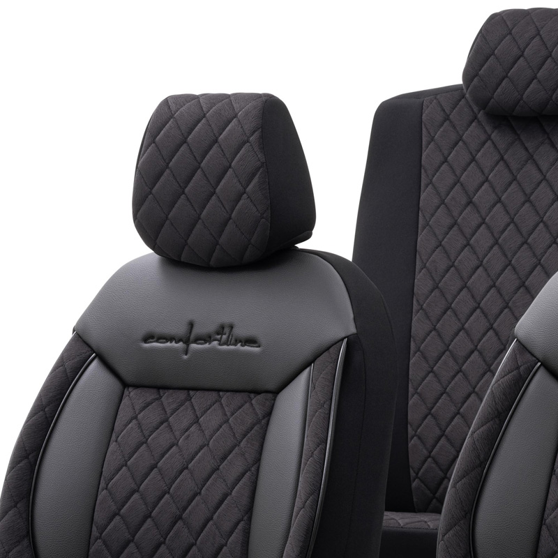 Housse de sièges universel en velours/textile 'Comfortline VIP' Noir - 11-pièces - adapté aux Side-Airbags