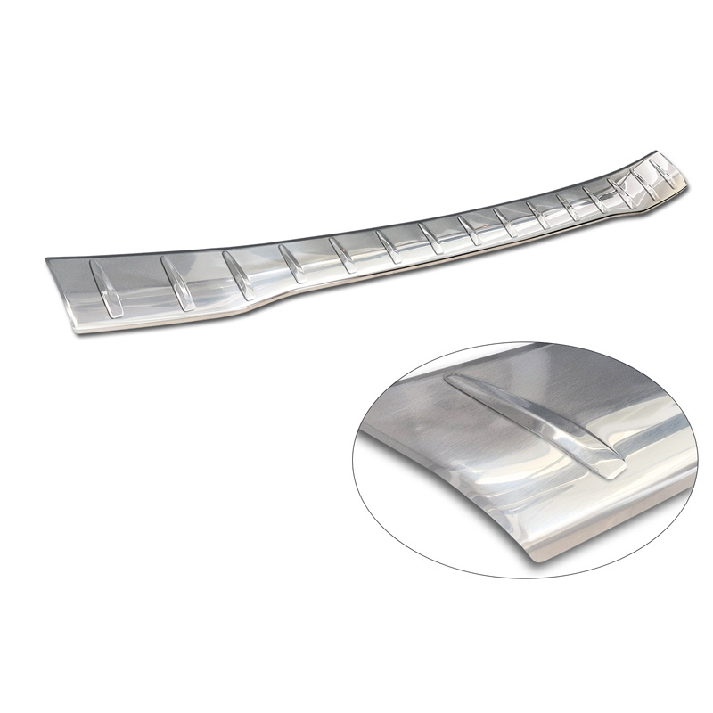 Protection de seuil arrière inox sur mesure pour Ford Transit Custom & Tourneo Custom (V710) 2023- / Volkswagen Transporter T7 2024- 'Ribs'