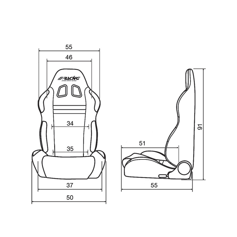 Simoni Racing Siège Baquet Jenson - Bleu - Réglable des Deux Côtés - incl. Glissières