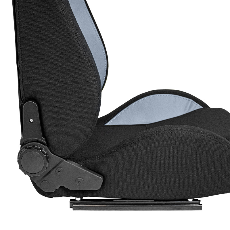 Siège baquet 'MR' - Simili Cuir Noir + Gris Textile Pine - Dossier réglable - incl. glissières
