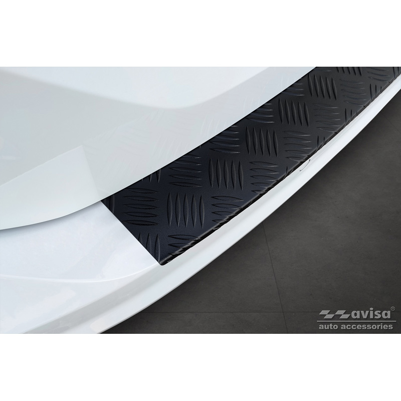 Protection de seuil arrière en aluminium noir mat sur mesure pour Volkswagen Touran III 2015- incl. R-Line 'Riffled Plate'