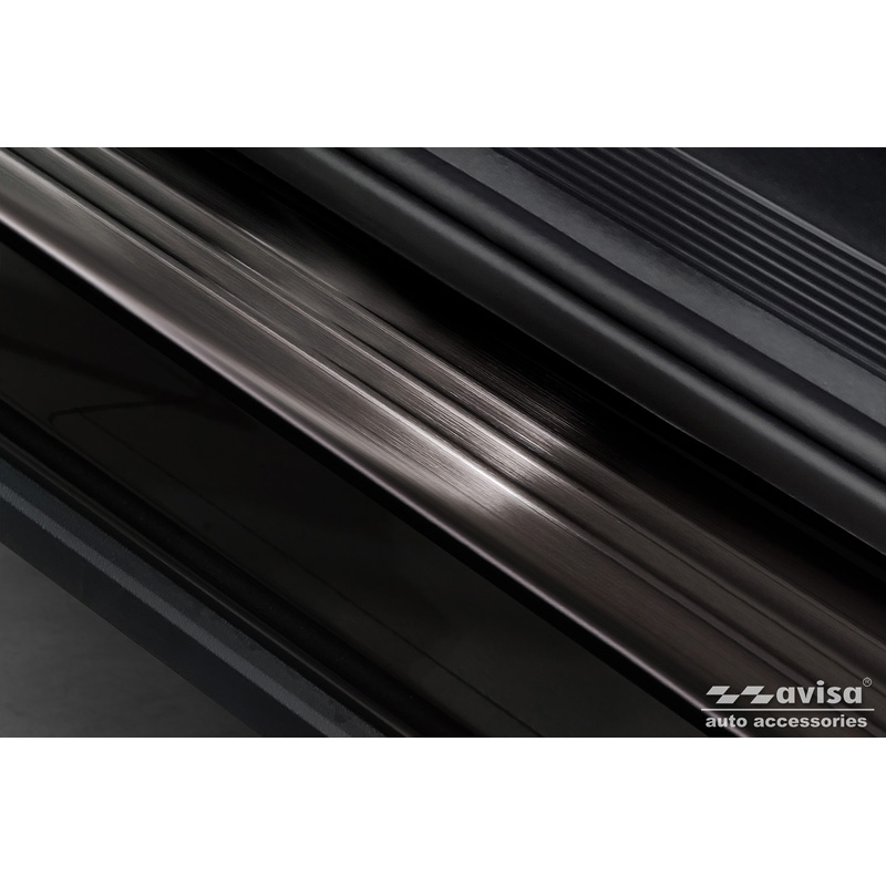 Seuils de portes inoxydable noir sur mesure pour Volkswagen ID.4 2020- 'Lines' - 4-pièces