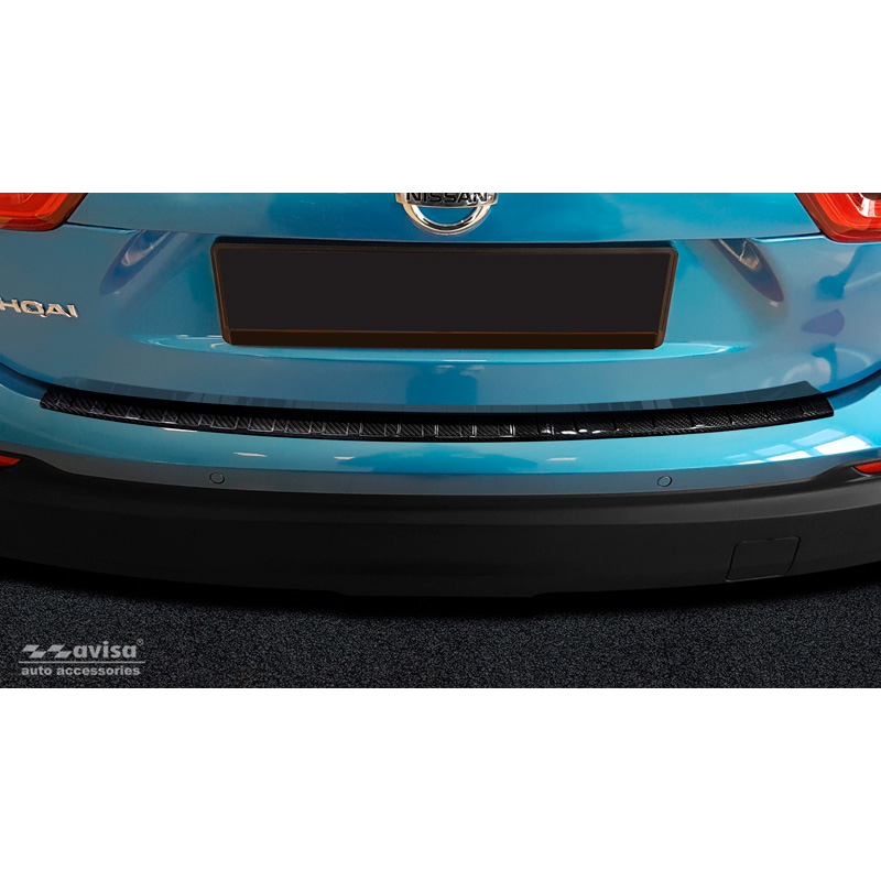 Protection de seuil arrière carboné 3D sur mesure pour Nissan Qashqai II Facelift 2017-2021 'Ribs'
