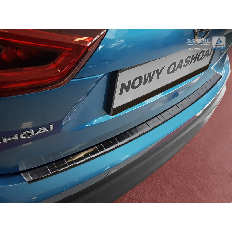 Protection de seuil arrière inox noir sur mesure pour Nissan Qashqai II Facelift 2017-2021 'Ribs'