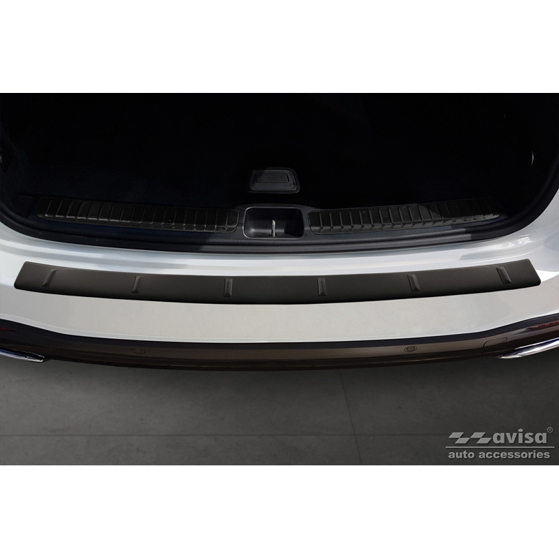 Protection de seuil arrière inox noir mat sur mesure pour Mercedes GLE II W167 & GLE II 53 AMG 2019-2023 'Ribs'