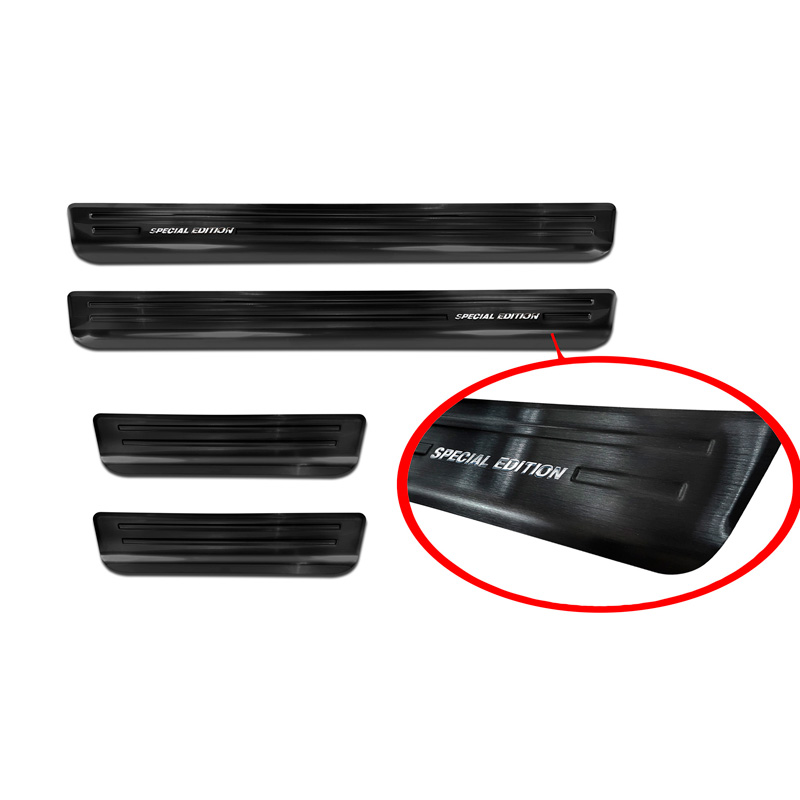 Seuils de portes inox noir sur mesure pour Skoda Kamiq 2019- 'Special Edition' - 4-pièces