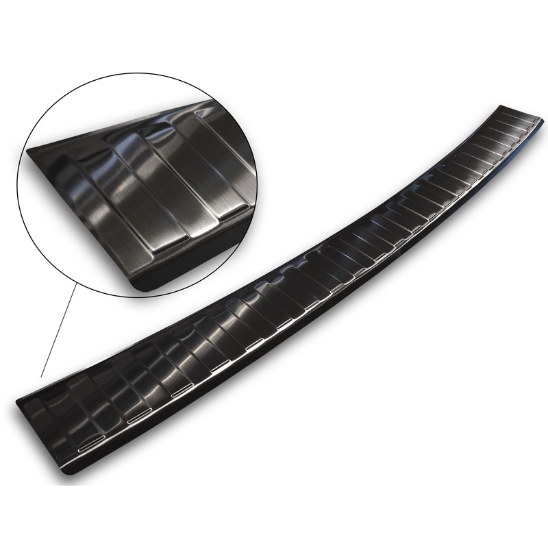 Protection de seuil arrière inox noir sur mesure pour Peugeot 308 II SW 2013-2017 & Facelift 2017-2021 'Ribs'