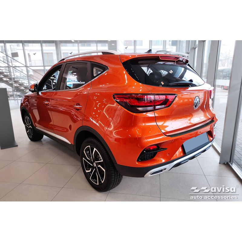 Protection de seuil arrière inox noir sur mesure pour MG ZS FL 2019-2024 'British Flag'