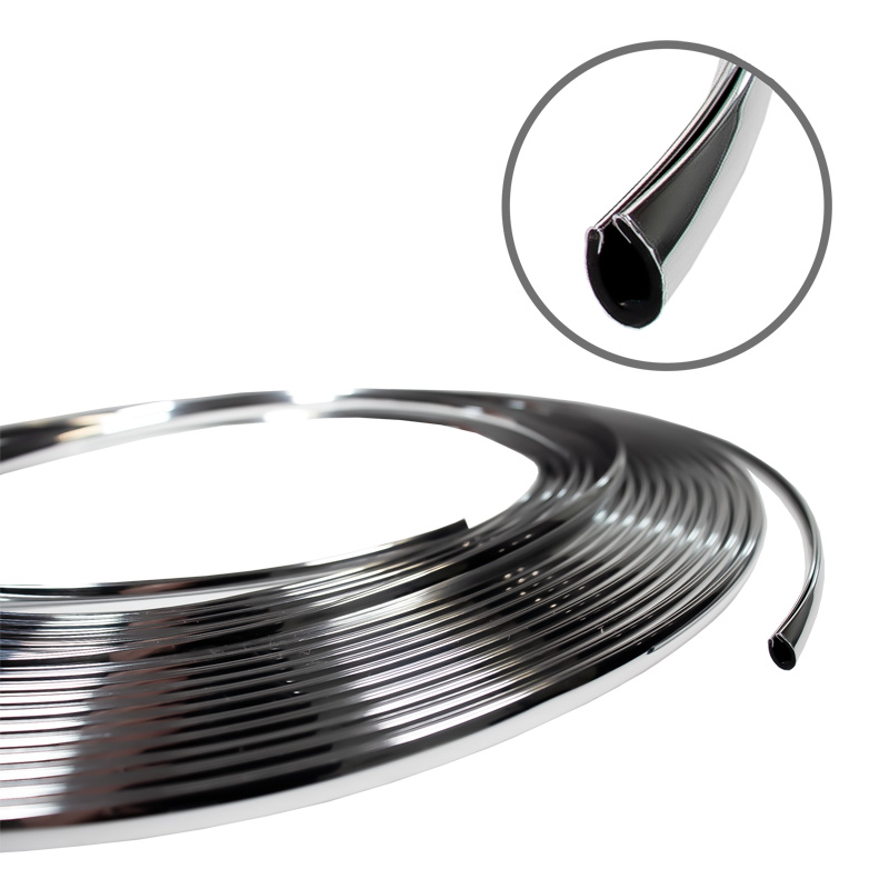 Trimbrite Bande adhésive pour l'intérieur et l'extérieur - Chromé - Rouleau de 15 mètres - U-profil 8x5mm