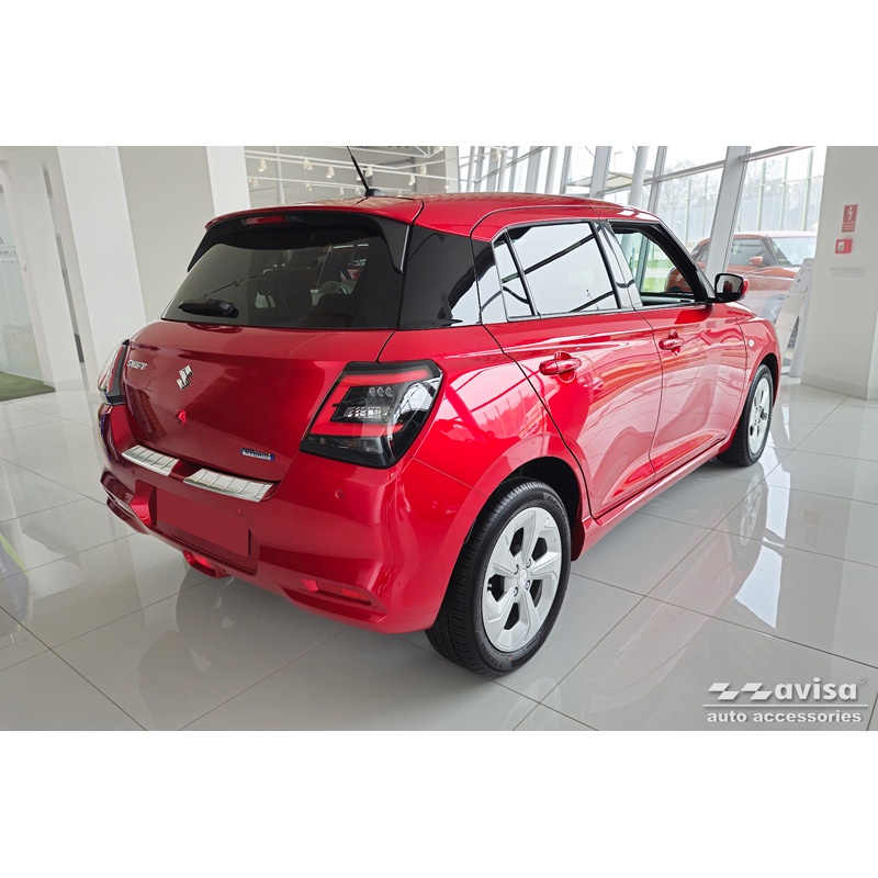 Protection de seuil arrière inox sur mesure pour Suzuki Swift VI 2024- 'Ribs'