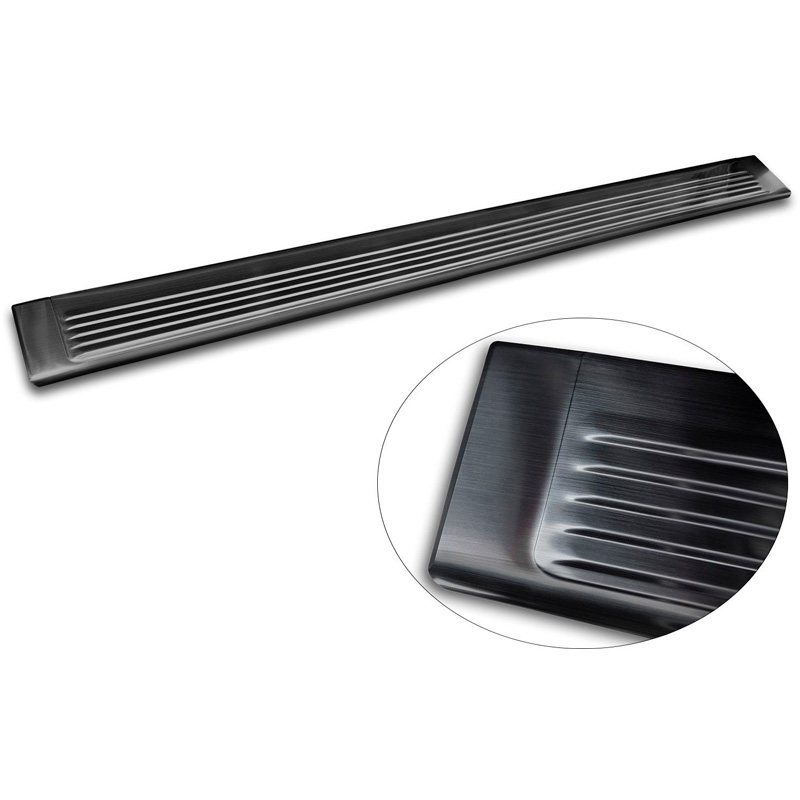 Avisa Protection de seuil arrière inox noir sur mesure pour Fiat Ducato III Facelift 2023- / Opel Movano III Facelift 2023- / Toyota Proace Max 2024- 'Ribs' (2 parties)