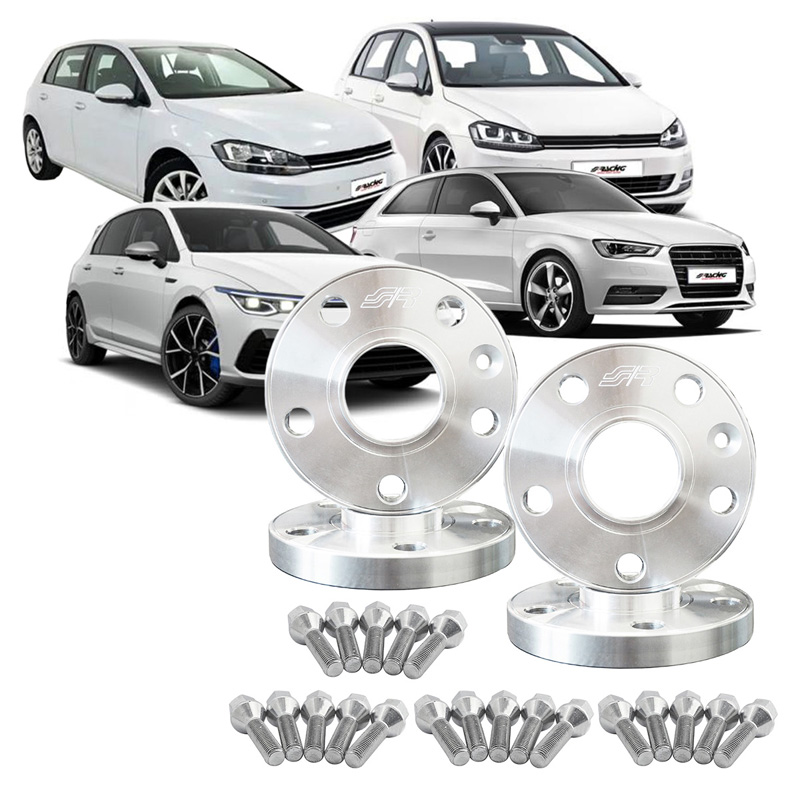 Simoni Racing Kit d'Élargisseurs de Roue en aluminium - 2x13mm(AV) - 2x15mm(AR) (Moyeu 57,1mm) avec boulons de roue - sur mesure pour Audi, VW divers