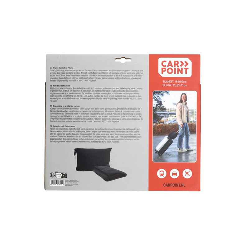 Carpoint Couverture de voyage & Coussin de voyage Noir 2 en 1