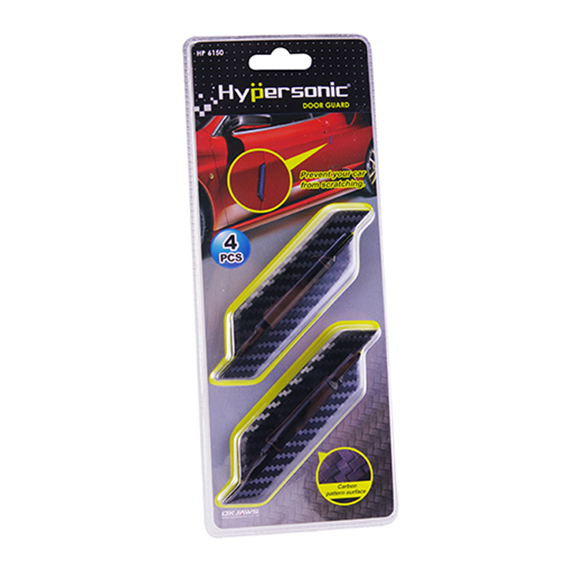 Jeu de bandes de protection de porte universelles 97x15mm - Auto-adhésif - Look Carbone - Jeu de 4 pièces