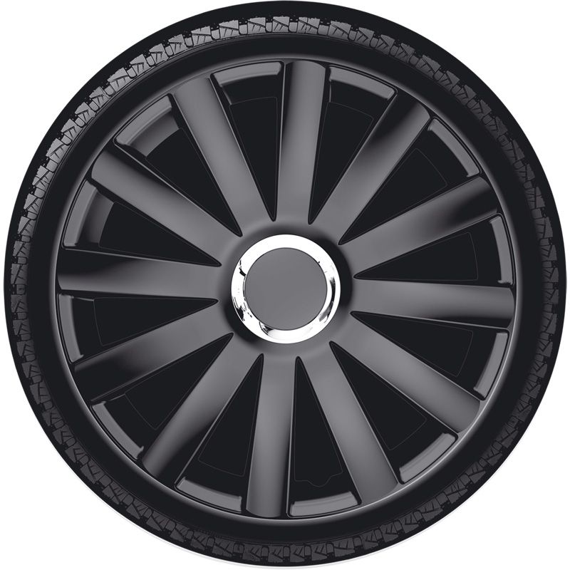 Jeu d'enjoliveurs Spyder 15-inch noir + anneau chromé