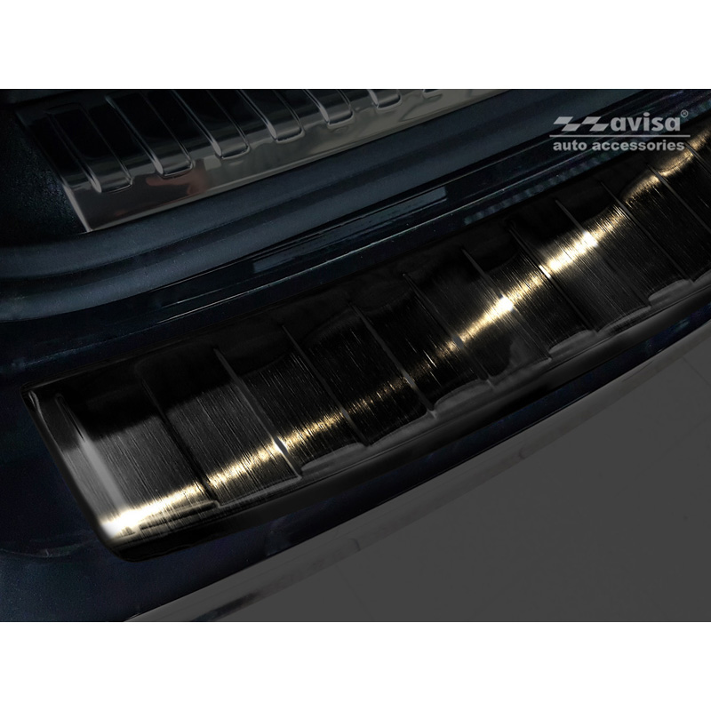 Protection de seuil arrière inox noir sur mesure pour Audi A6 (C8) Avant 2018-2023 & Facelift 2023- 'Ribs' incl. S-Line & Allroad