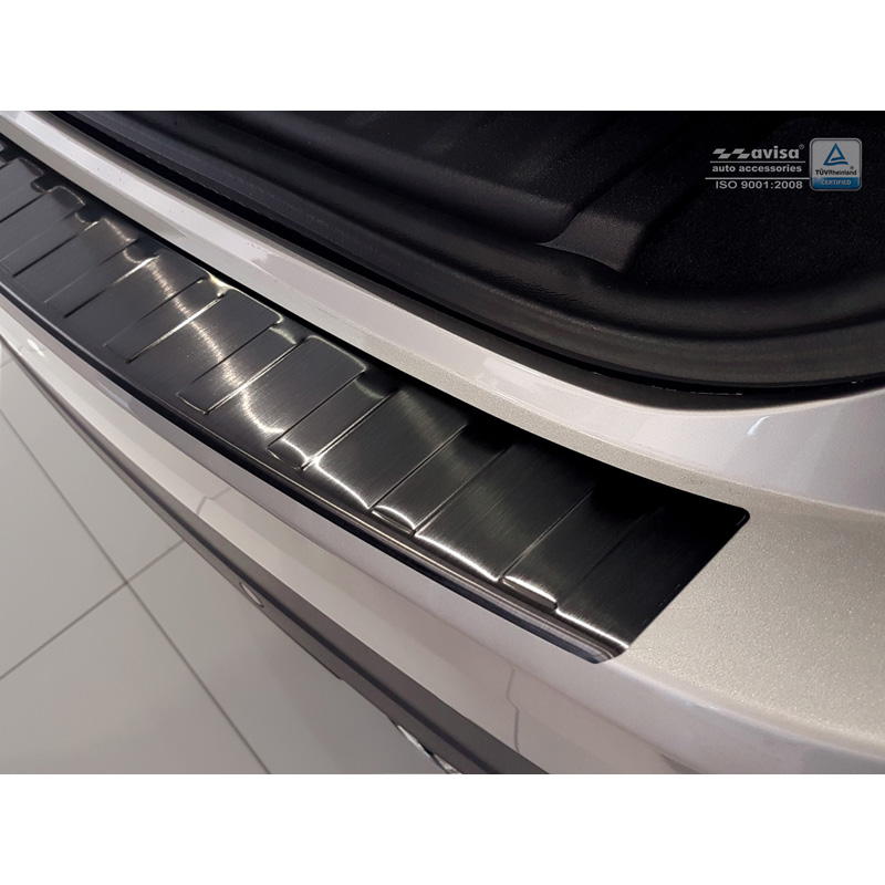 Protection de seuil arrière inox noir sur mesure pour Jaguar F-Pace 2016-2020 & FL 2020- 'Ribs'