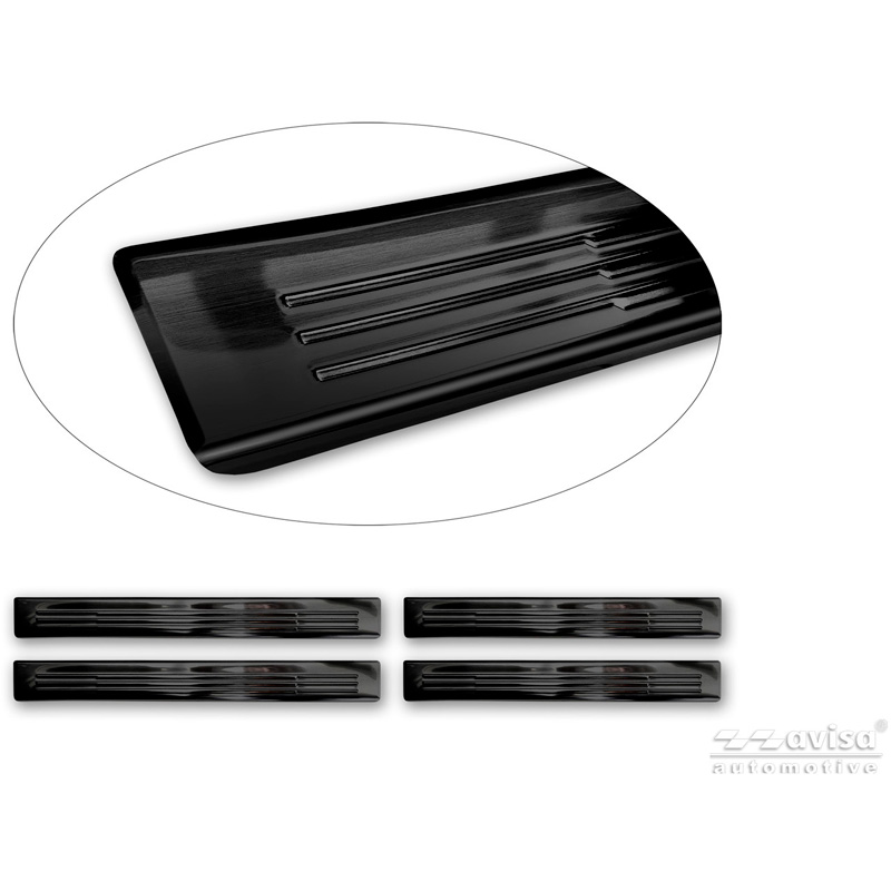Avisa Seuils de portes inoxydable noir sur mesure pour Mazda CX-5 III 2025- - 'Lines' - 4-pièces