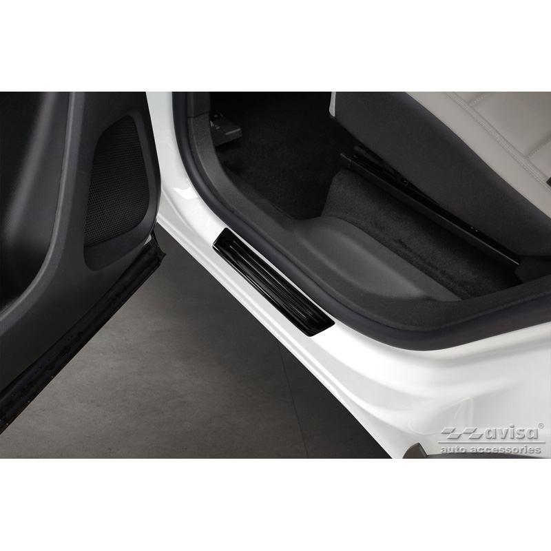 Seuils de portes inoxydable noir sur mesure pour Citroën C5 Aircross 2018- Incl. Facelift 'Hybrid' - 4-pièces