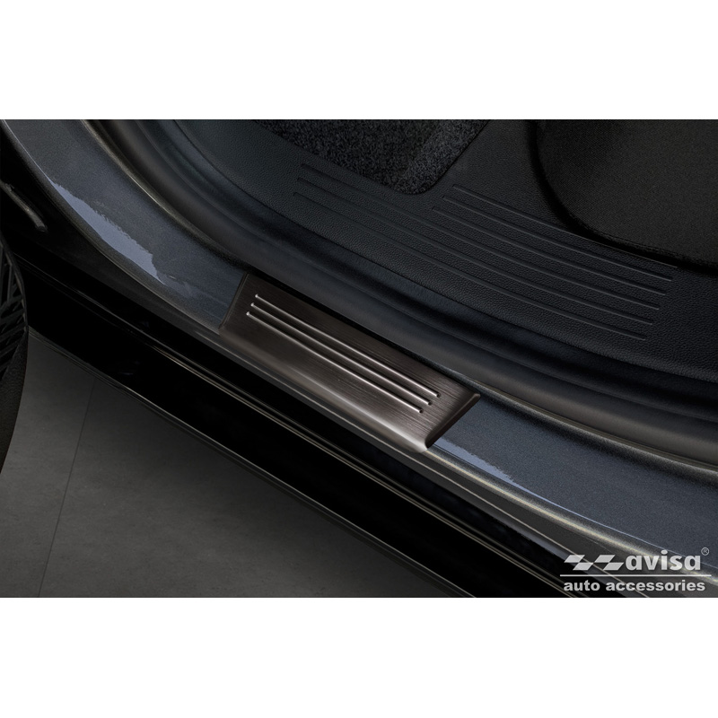 Seuils de portes inoxydable noir sur mesure pour Renault Megane E-Tech 2022- - 'Special Edition' - 4-pièces