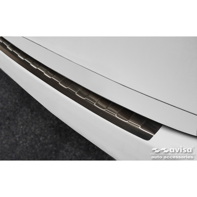 Noir Protection de seuil arrière inox sur mesure pour Porsche Cayenne II 2010-2014 & FL 2014- 'Ribs'