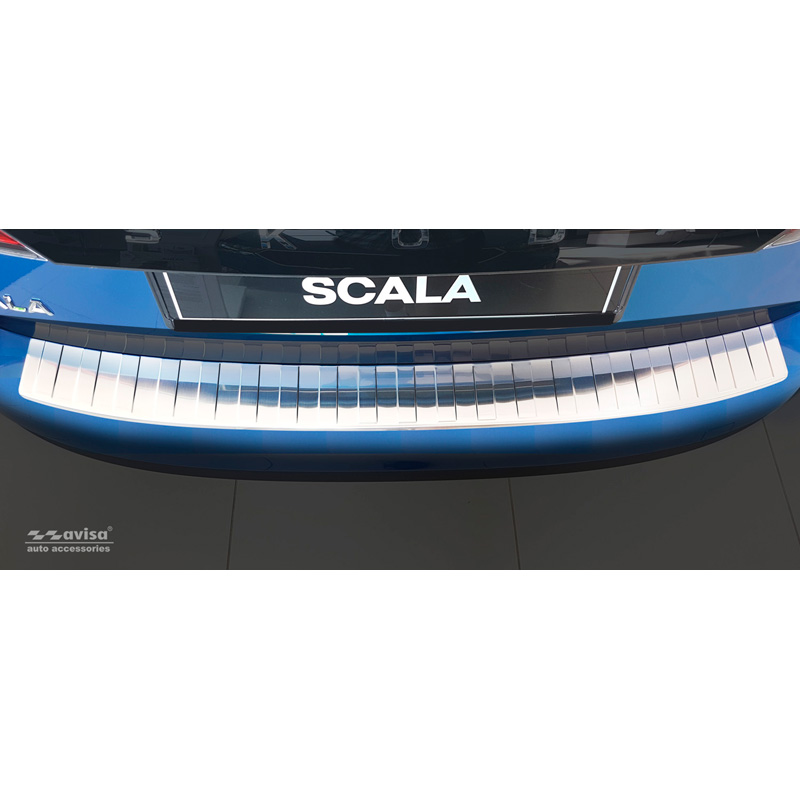 Protection de seuil arrière inox sur mesure pour Skoda Scala 2019-2024 & Facelift 2024- 'Ribs'