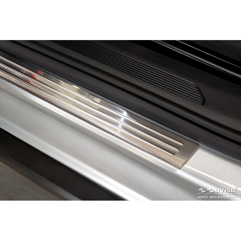 Seuils de portes inox sur mesure pour Skoda Enyaq 2020- 'Lines' - 4-pièces
