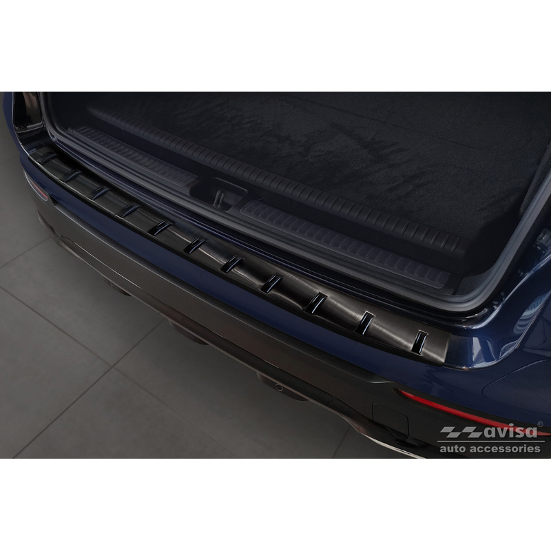 Protection de seuil arrière inox noir sur mesure pour Mercedes GLC (X253) 2015-2019 & Facelift 2019- 'STRONG EDITION'