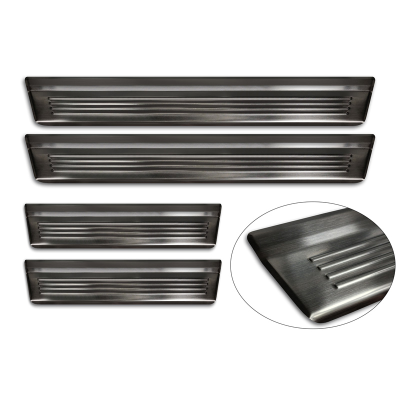 Seuils de portes inoxydable noir sur mesure pour Honda CR-V VI (RS_) 2023- - 'Lines' - 4-pièces