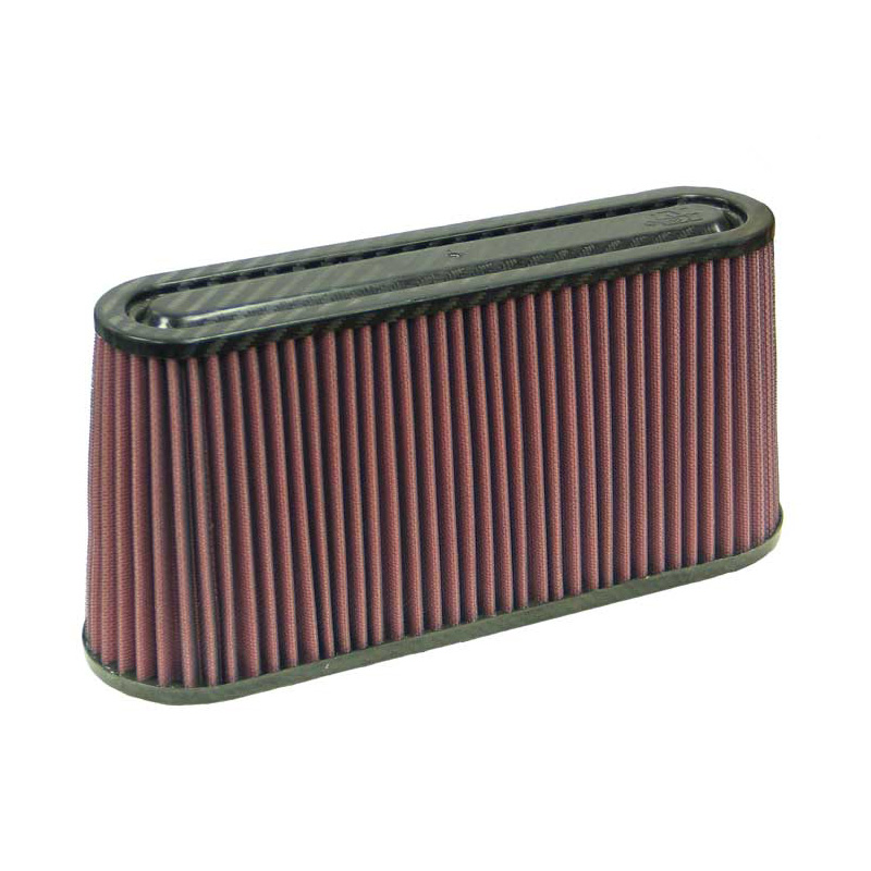 K&N Filtre à Air universel - Capot en fibre de carbone - raccord ovale de 51x156mm, 305mm x 89mm base, 279mm x 64mm du haut, 146mm hauteur (RF-1050)