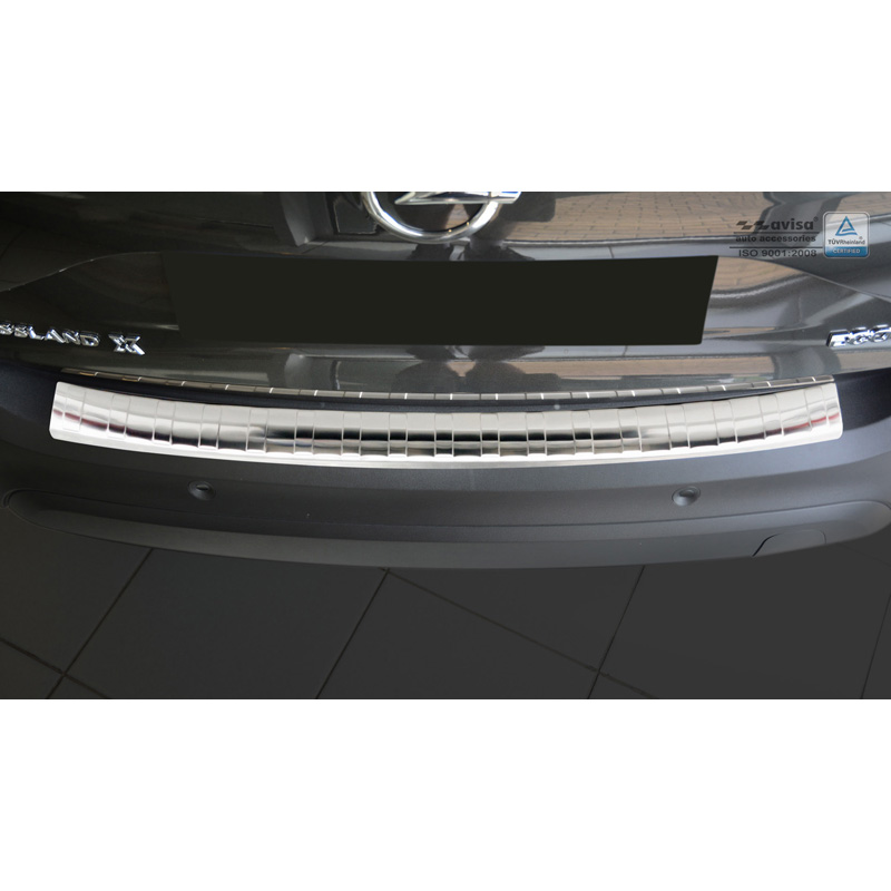 Protection de seuil arrière inox sur mesure pour Opel Crossland 2017- 'Ribs'