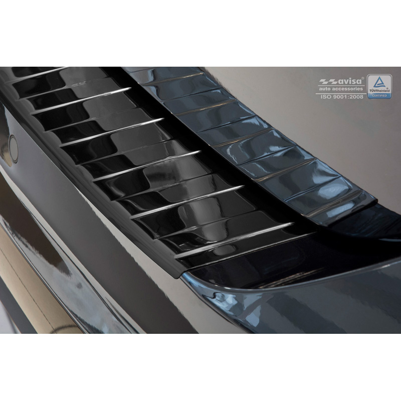 Protection de seuil arrière inox Noir-Chromé sur mesure pour Volkswagen Touran III 2015- incl. R-Line 'Ribs'