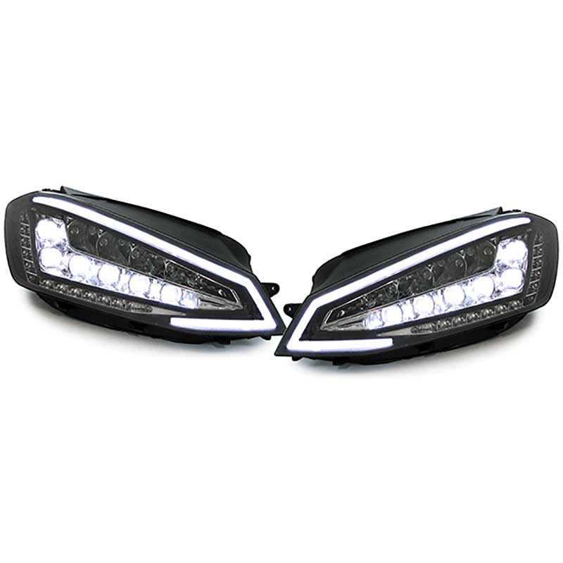 Set de Phares Full-LED incl. DRL sur mesure pour Volkswagen Golf VII 2012-2017 - Noir - incl. Moteur de Réglage