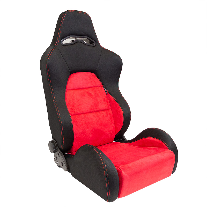 Siège baquet 'Eco Soft' - Noir/Rouge - Dossier réglable - incl. glissières